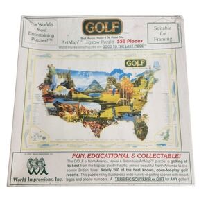 Vintage 90s Art Map Golf Puzzle 550 pieces